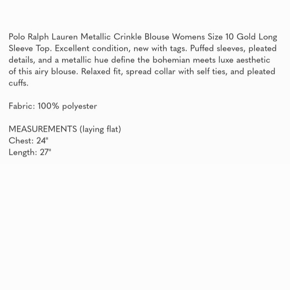 Ralph Lauren Gold Pleated Blouse - Picture 10 of 10